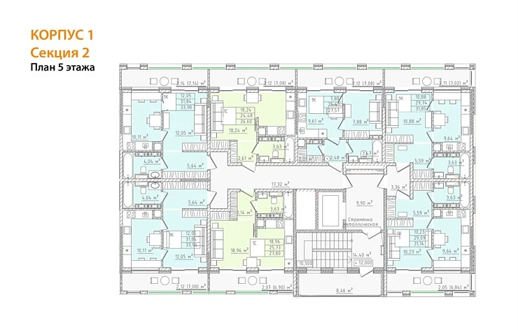 Квартира 1-комн. 33.98 кв. м
