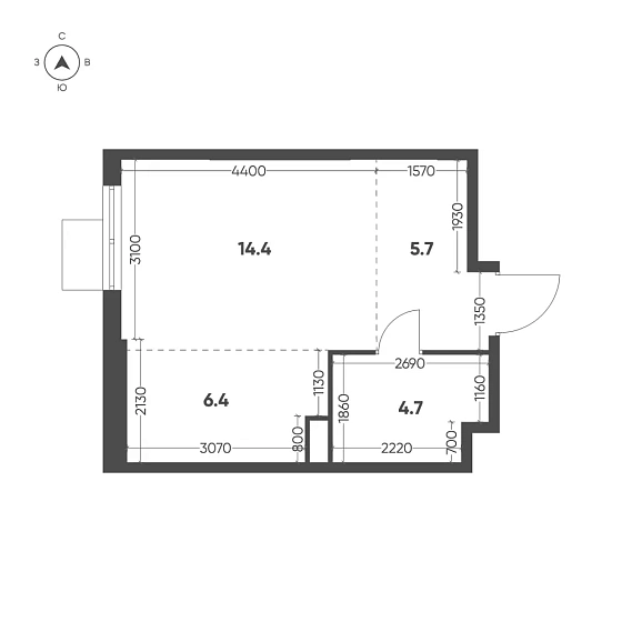Квартира Студия 31.2 кв. м