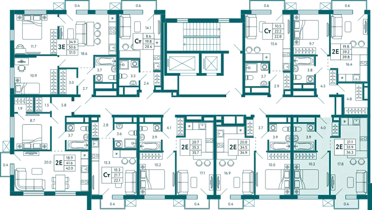 Квартира 1-комн. 36.4 кв.м