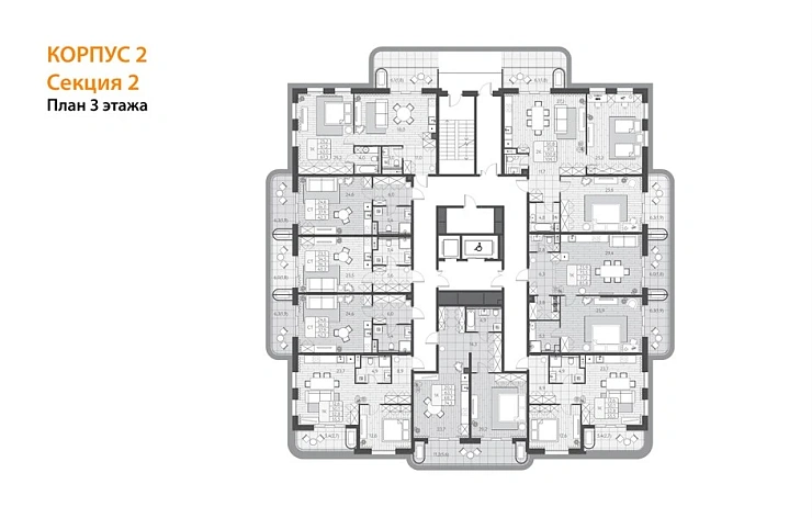 Квартира 1-комн. 55.5 кв. м