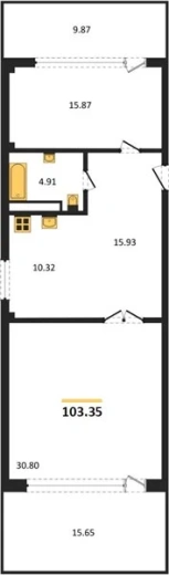 Апартаменты 2-комн. 103.35 кв. м