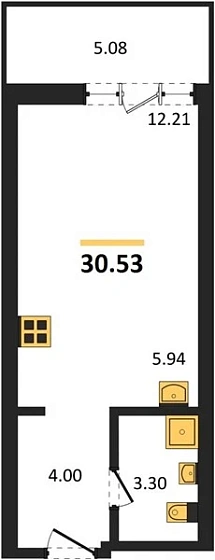 Квартира Студия 30.53 кв. м