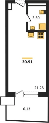 Апартаменты Студия 30.91 кв. м