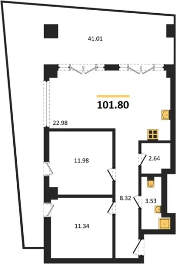 Апартаменты 2-комн. 102.14 кв. м