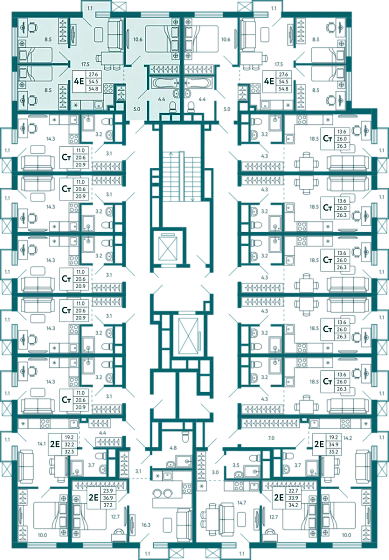 Квартира 3-комн. 54.8 кв.м