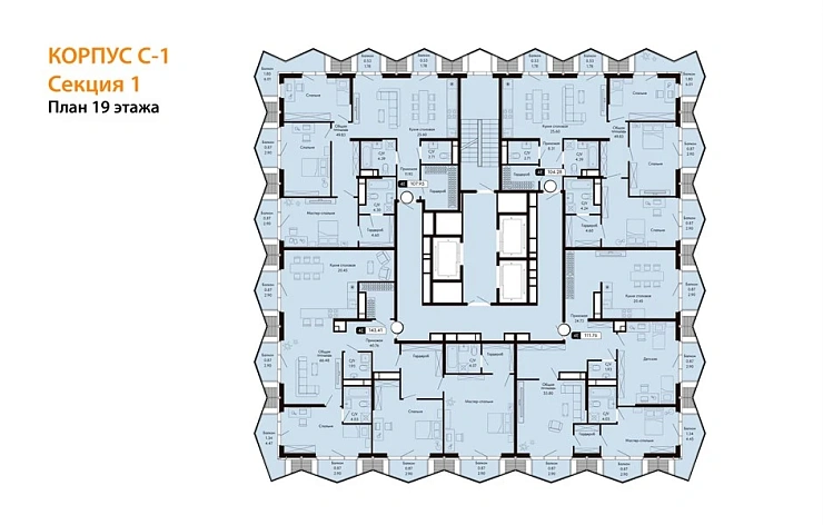 Квартира 3-комн. 104.28 кв. м