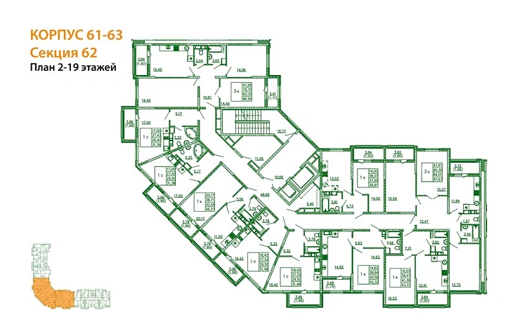 Квартира Студия 29.5 кв. м