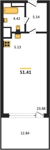 Апартаменты Студия 51.41 кв. м