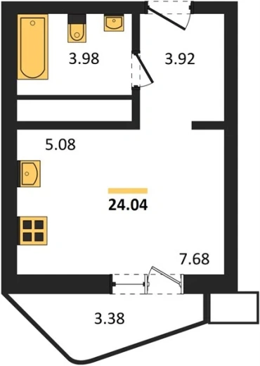 Квартира Студия 24.04 кв. м