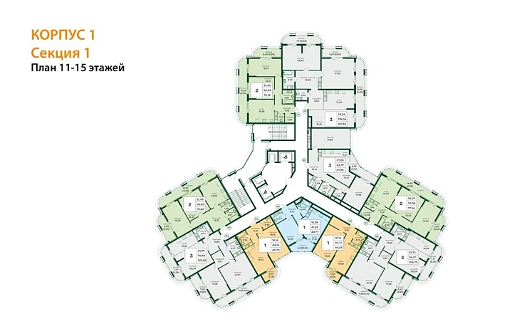 Квартира 2-комн. 72.18 кв. м
