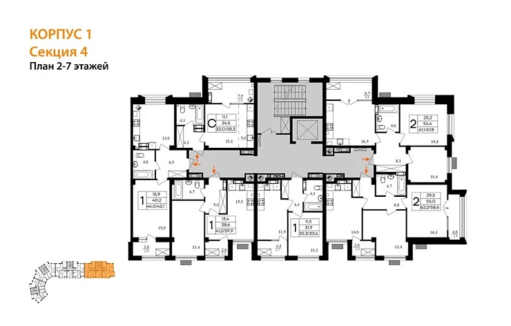 Квартира 1-комн. 35.3 кв. м