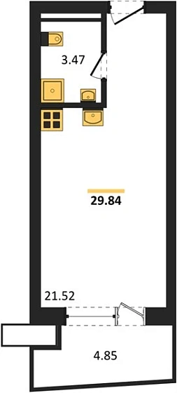 Апартаменты Студия 29.84 кв. м