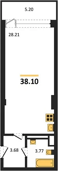 Квартира Студия 38.1 кв. м