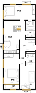 Квартира 3-комн. 93.66 кв. м
