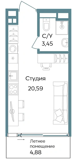 Объект недвижимости 28.92 кв. м