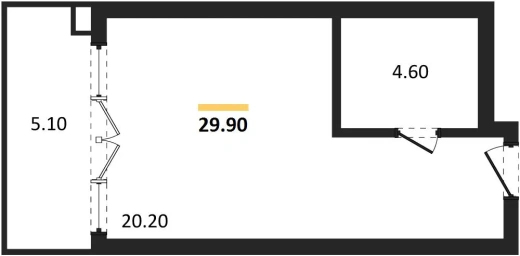 Апартаменты 1-комн. 29.9 кв. м