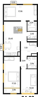 Квартира 3-комн. 94.03 кв. м