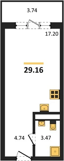 Апартаменты Студия 29.16 кв. м