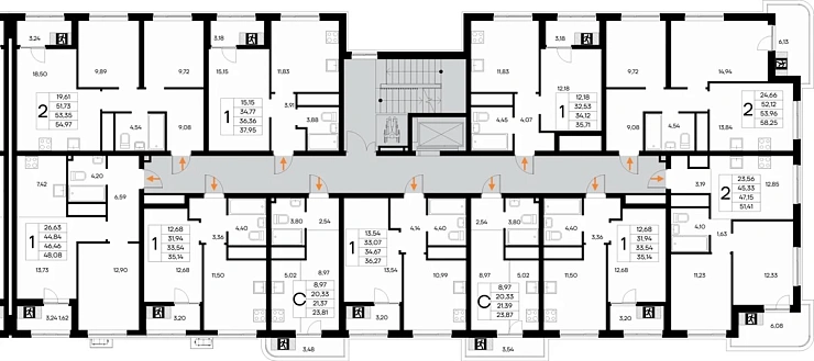 Квартира 2-комн. 54.97 кв. м