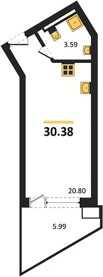 Апартаменты Студия 30.38 кв. м