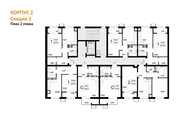 Квартира 1-комн. 39.09 кв. м