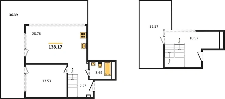 Апартаменты 1-комн. 138.17 кв. м
