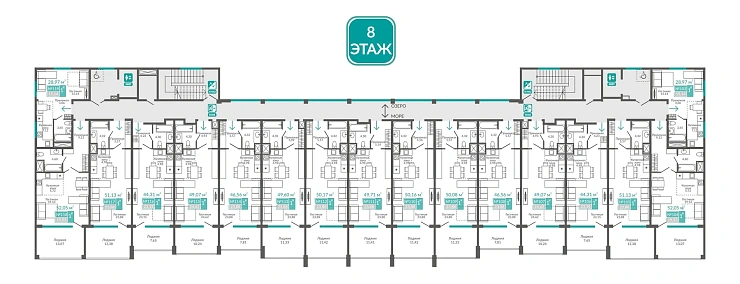 Апартаменты 1-комн. 46.56 кв.м