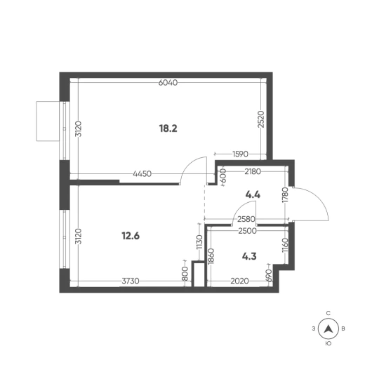 Квартира 1-комн. 39.5 кв. м