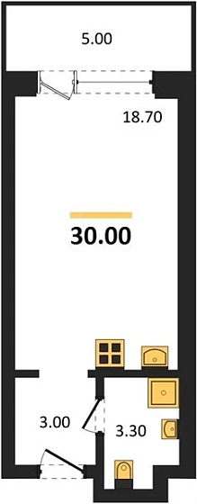 Апартаменты Студия 30 кв. м
