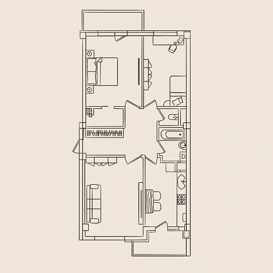 Квартира 3-комн. 85.3 кв. м