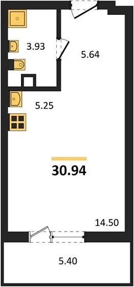 Квартира Студия 30.94 кв. м