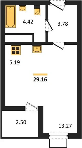 Квартира Студия 29.16 кв. м