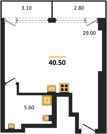 Апартаменты Студия 40.5 кв. м