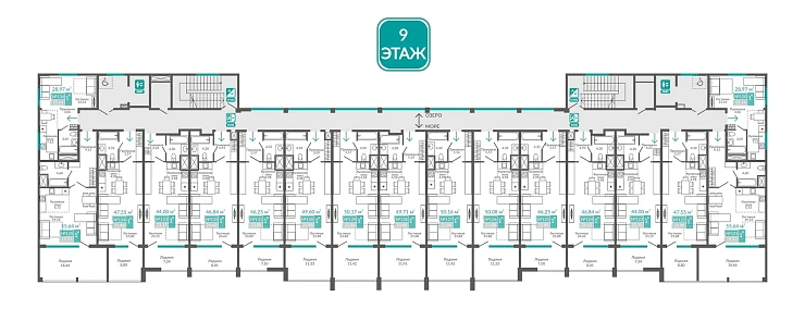 Апартаменты 1-комн. 47.55 кв.м