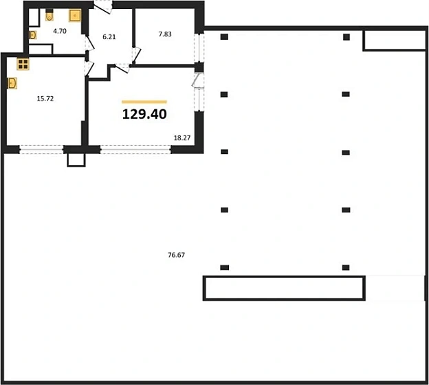 Квартира 2-комн. 129.4 кв. м