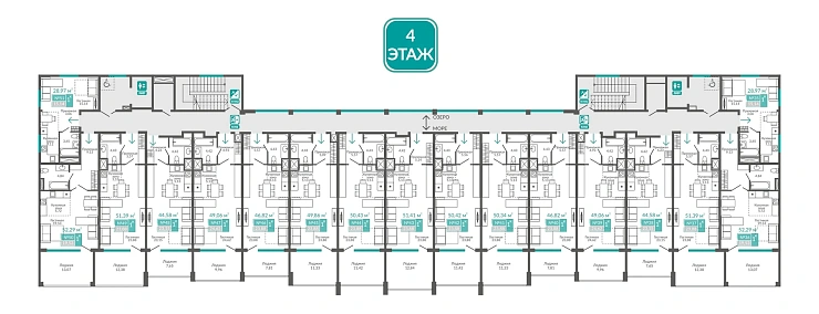 Апартаменты 1-комн. 51.41 кв.м