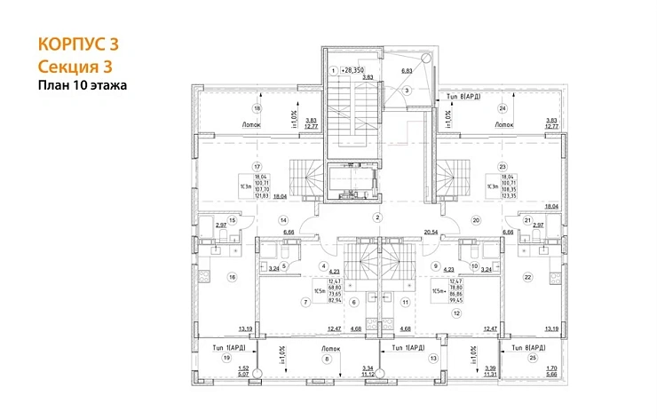 Квартира 1-комн. 121.83 кв. м
