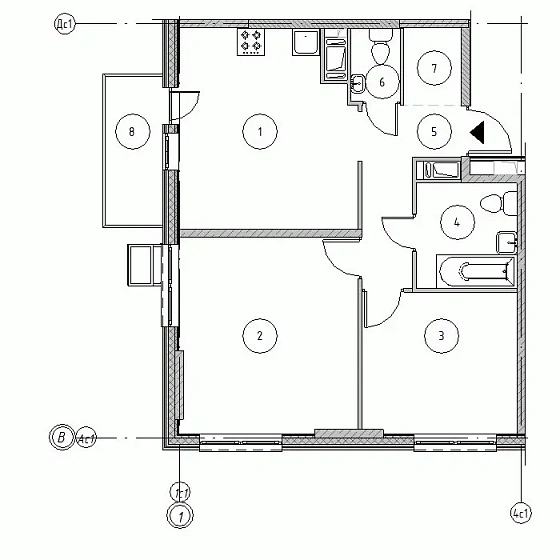 Квартира 2-комн. 58.69 кв. м