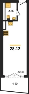 Апартаменты Студия 28.12 кв. м