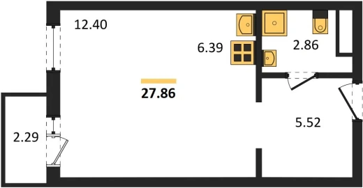 Квартира Студия 27.86 кв. м
