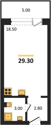 Апартаменты Студия 29.3 кв. м