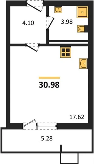 Квартира Студия 30.98 кв. м