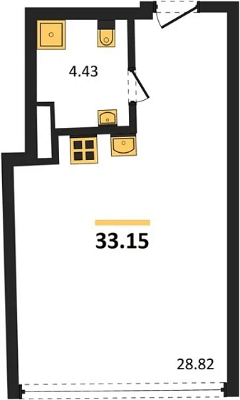 Апартаменты Студия 33.15 кв. м