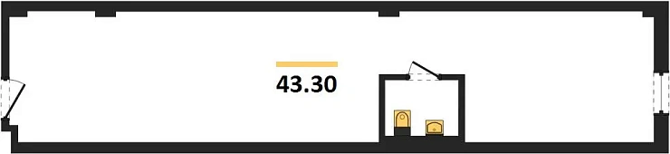 Апартаменты 1-комн. 43.3 кв. м
