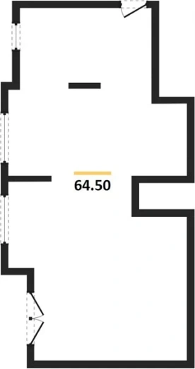 Квартира 1-комн. 64.5 кв. м