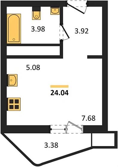 Квартира Студия 24.04 кв. м