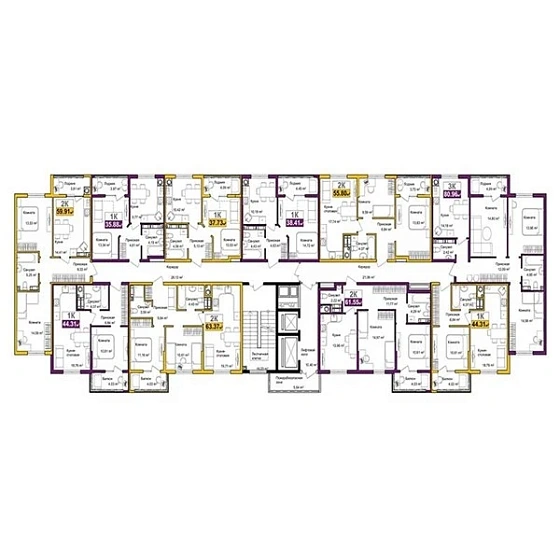 Квартира 3-комн. 77.6 кв. м