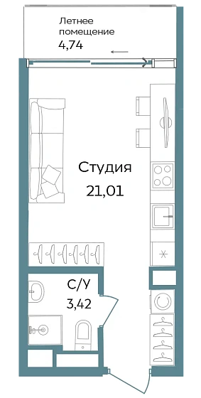 Объект недвижимости 29.17 кв. м