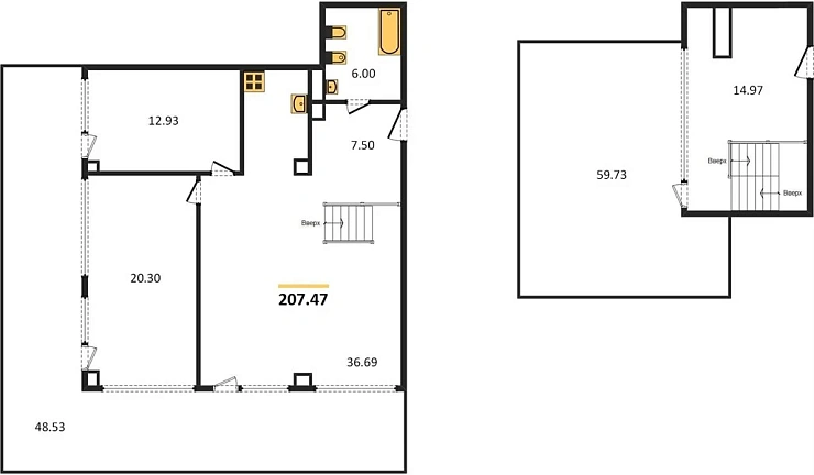 Апартаменты 2-комн. 207.47 кв. м