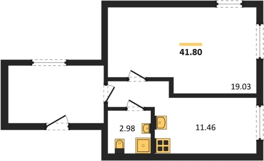 Апартаменты 2-комн. 41.8 кв. м